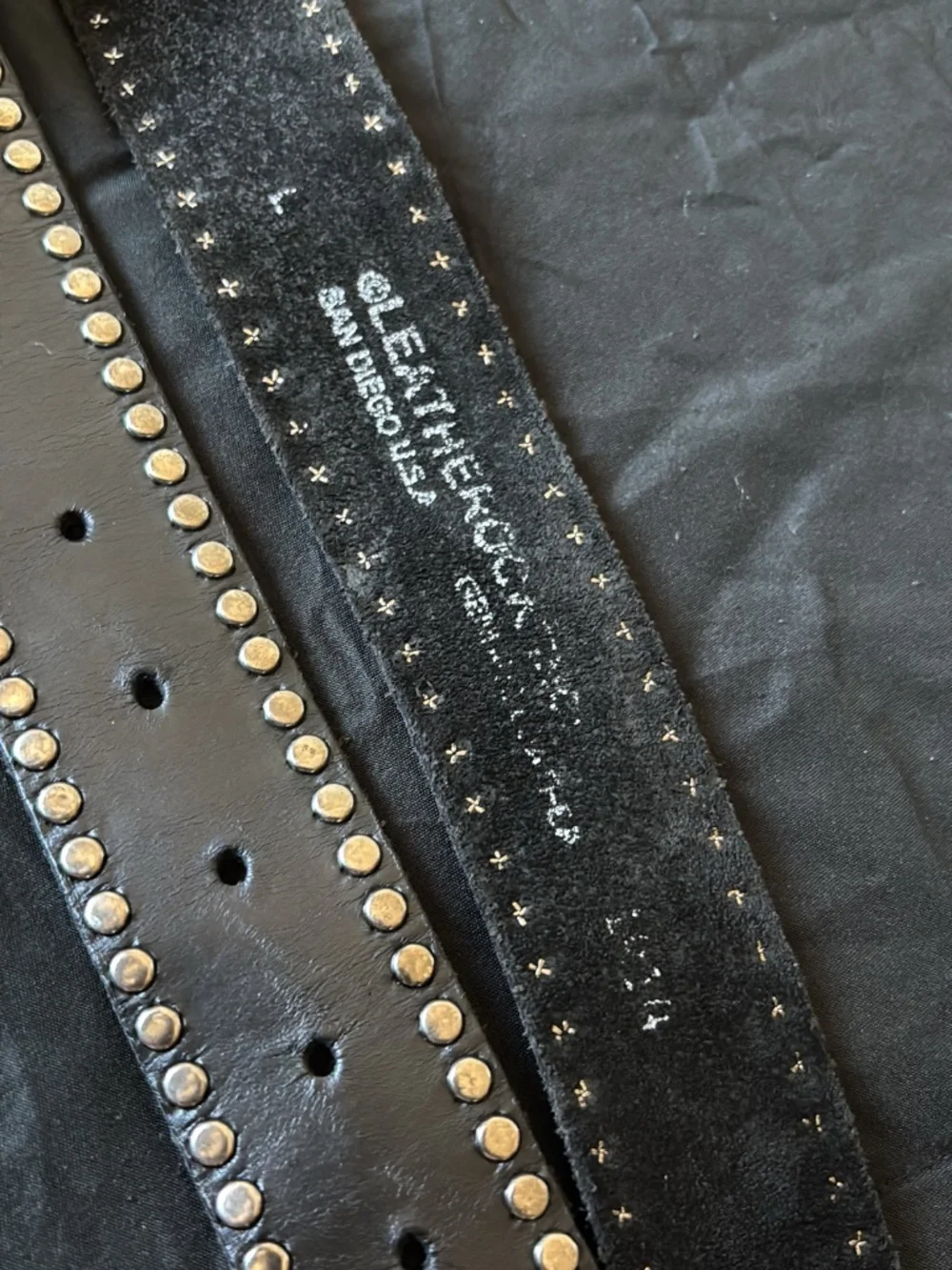 Vintage 2000s black leather studded cross belt